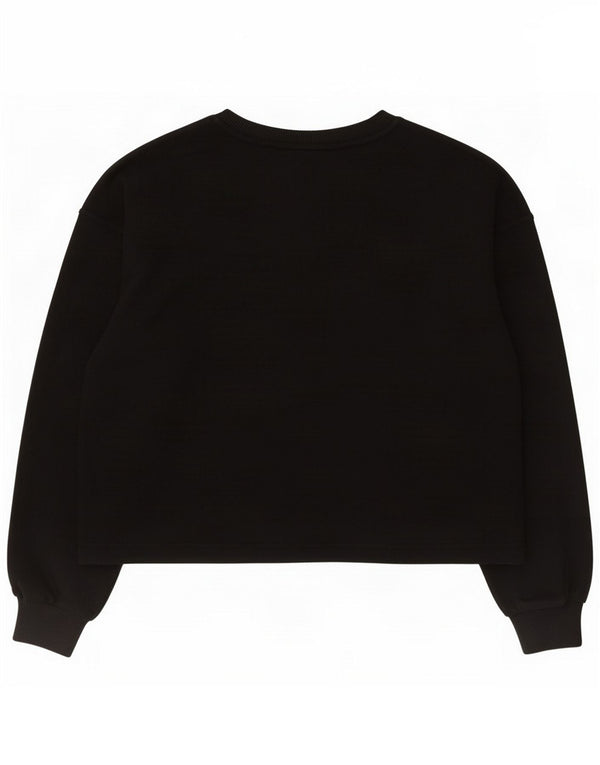 Fila Womens Crop Graphic Sweatshirt Jumper UK 16 Large Black Cotton