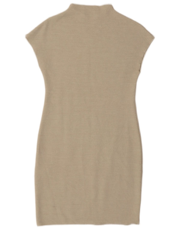 Zara Womens Sheath Dress UK 14 Large Beige Viscose
