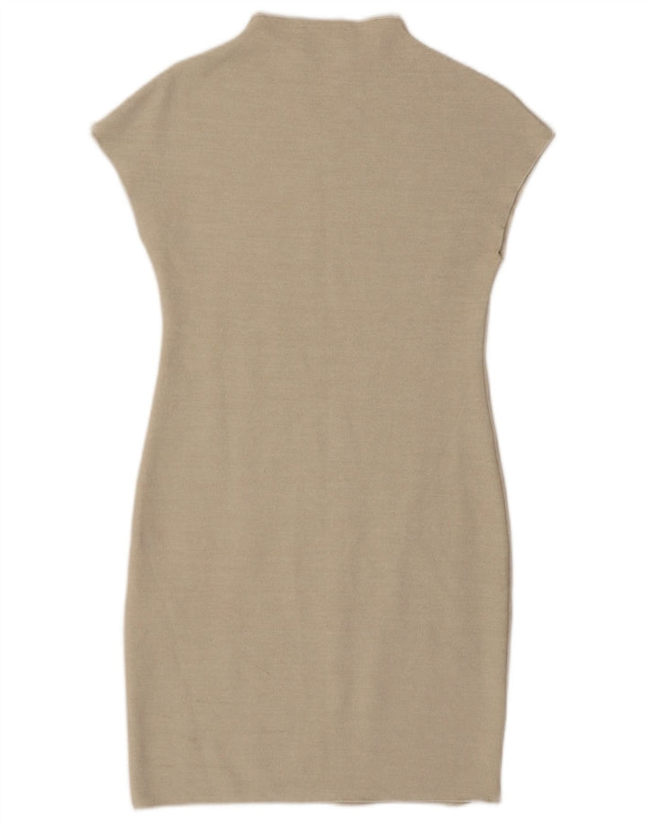 Zara Womens Sheath Dress UK 14 Large Beige Viscose