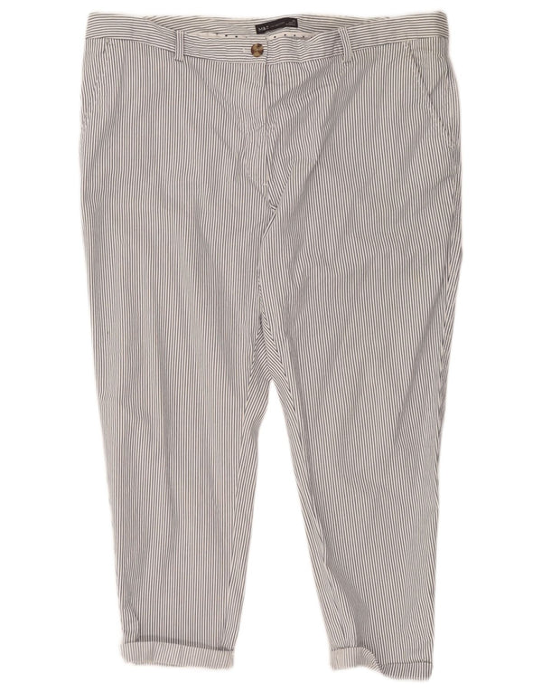 Marks & Spencer Dame Cropped Trousers UK 20 2XL W41 L26 Hvidstribet