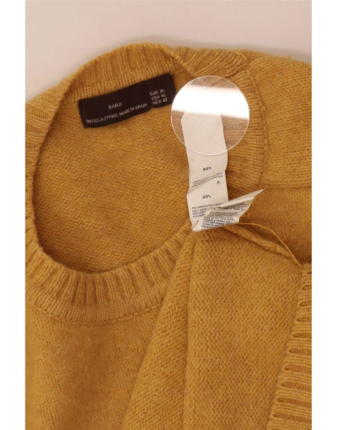 Zara Herre sweater med rund hals XL gul uld