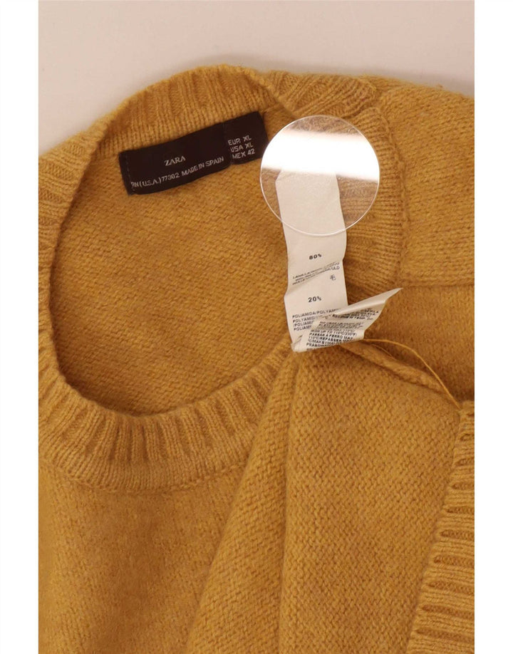 Zara Herre sweater med rund hals XL gul uld
