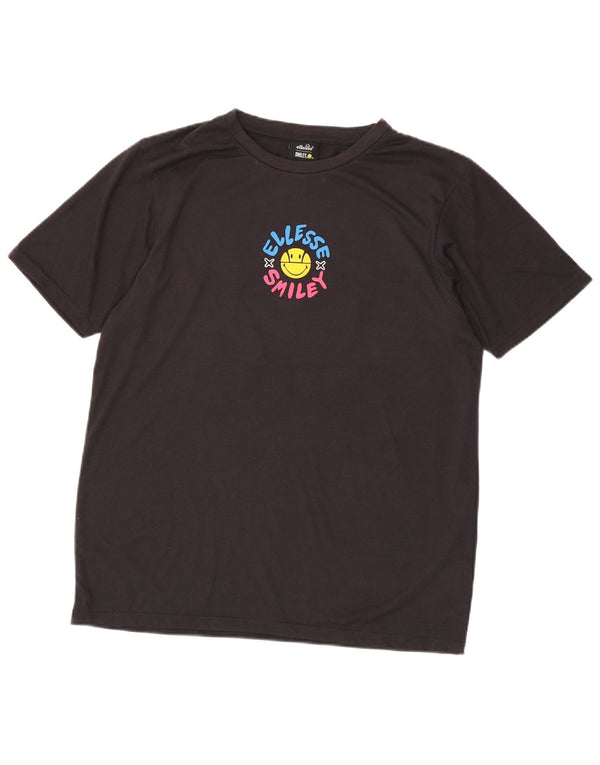 Ellesse Herre Grafisk T-Shirt Top Medium Sort Polyester