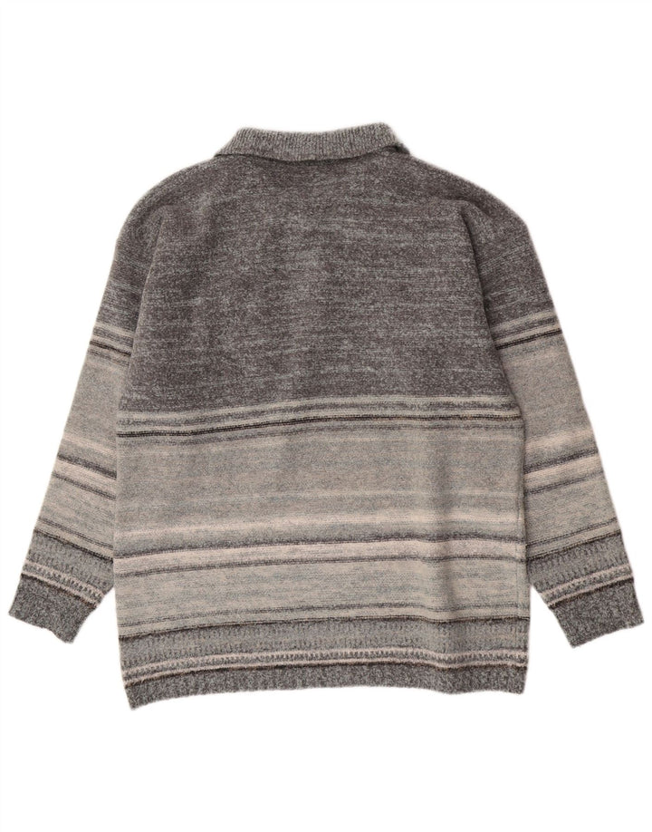 Kappa Herre Polo Neck Jumper Sweater XL Grå Stribet Uld