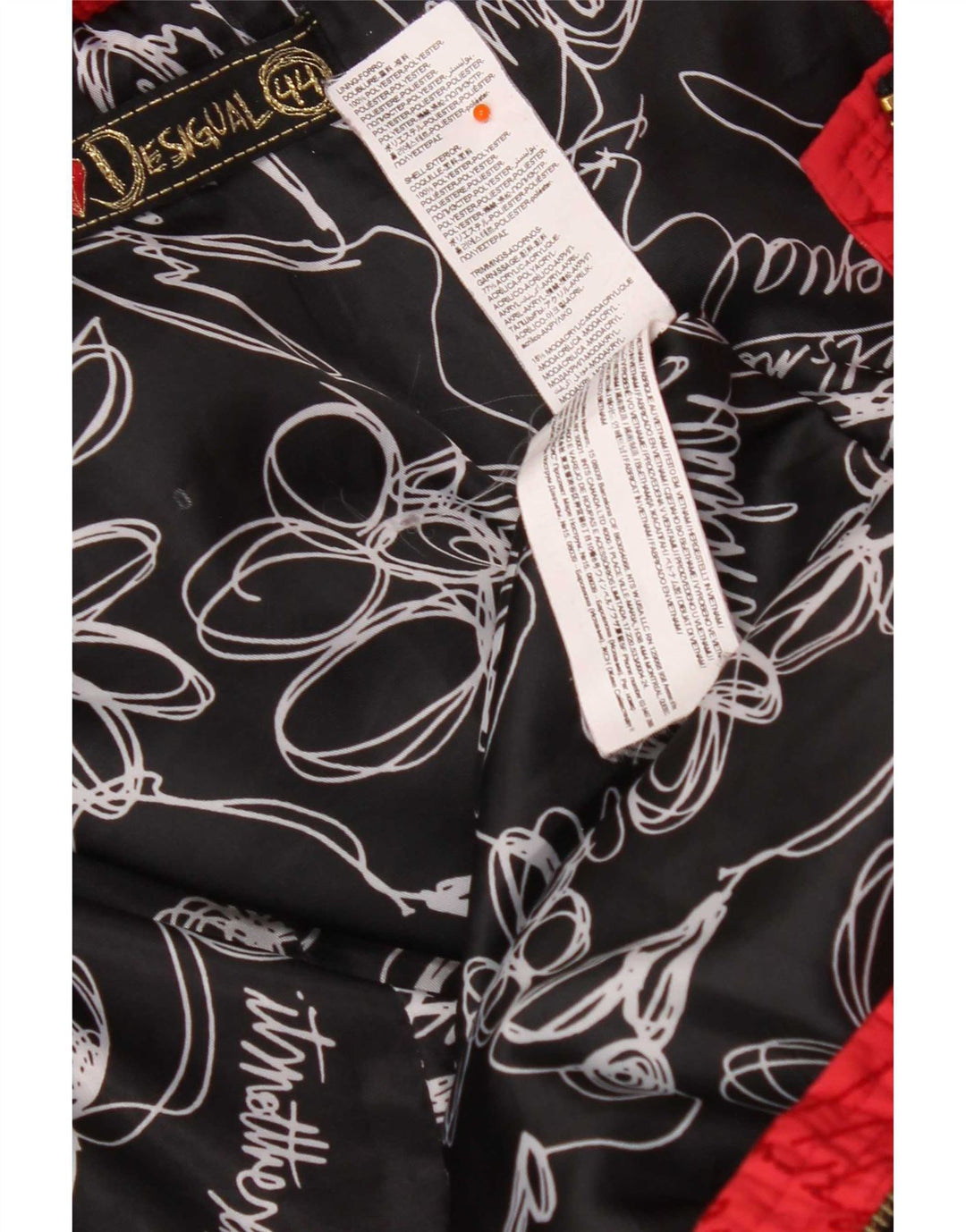 Desigual hættejakke til kvinder EU 44 XL rød blomstret polyester