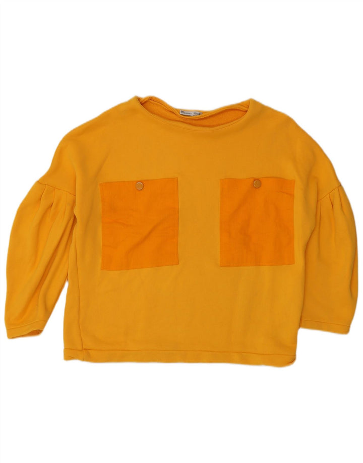 Zara Dame Oversized 3/4-ærmet Sweatshirt Jumper UK 10 Lille Gul