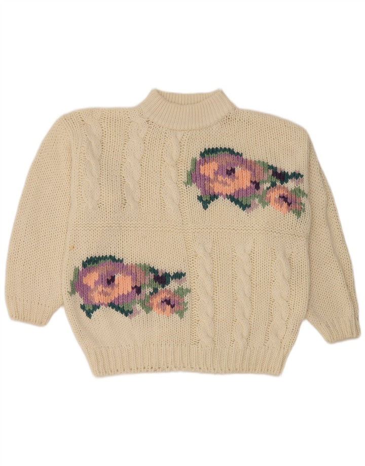 Nicolucchi Dame Turtle Neck sweater One Size Off White Floral