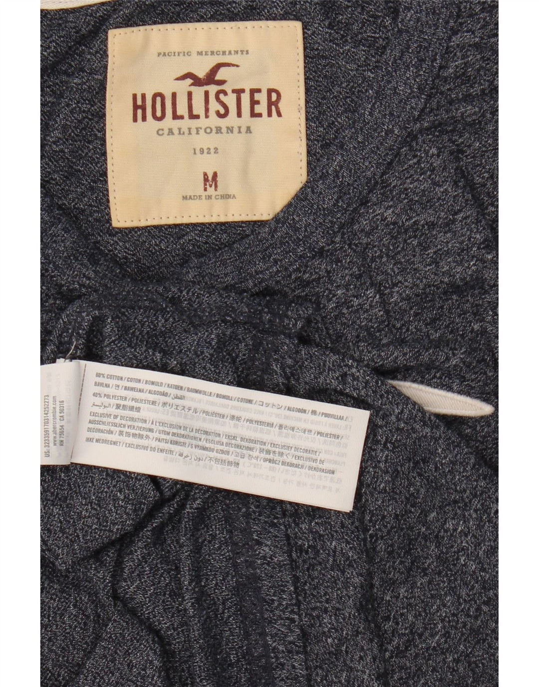 Hollister Herre Grafisk Top Langærmet Medium Marineblå Flecked Bomuld