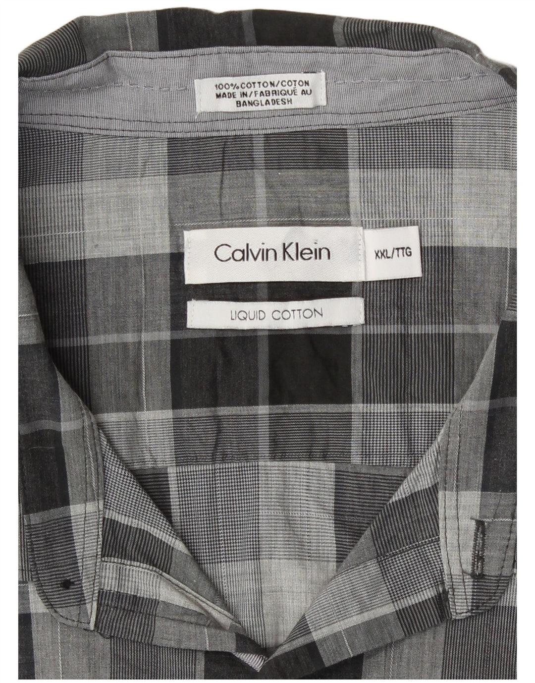 Calvin Klein herreskjorte 2XL grå ternet bomuld