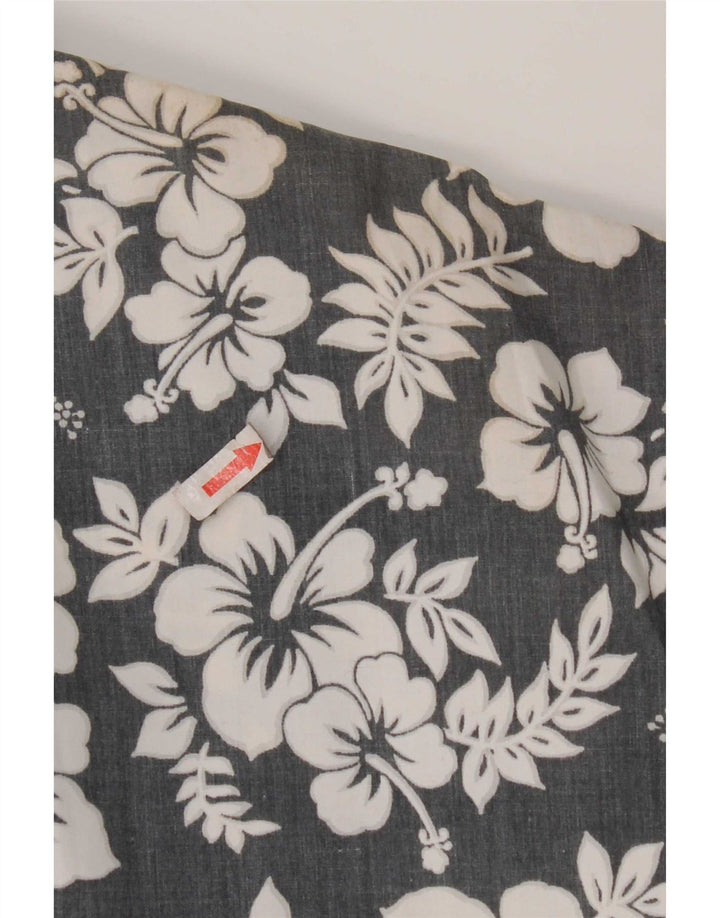 Kappa kortærmet herreskjorte stor grå blomsterpolyester