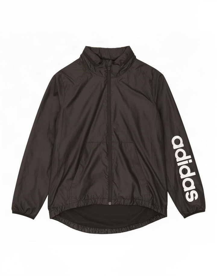 Adidas grafisk regnjakke med hætte til kvinder UK 12/14 Medium Black Polyester