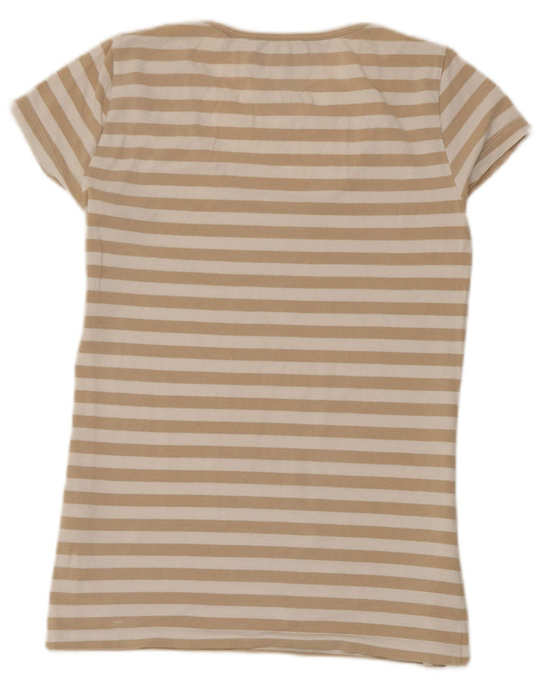 Tommy Hilfiger Dame T-Shirt Top UK 12 Medium Beige Stribet Bomuld