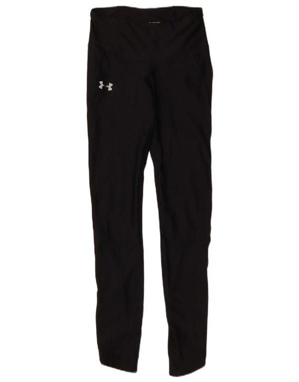 Under Armour Womens Heat Gear Leggings UK 4 XS Black Polyester