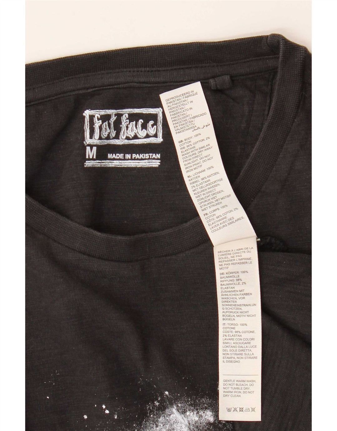 Fat Face Herre grafisk T-shirt Top Medium Sort Bomuld