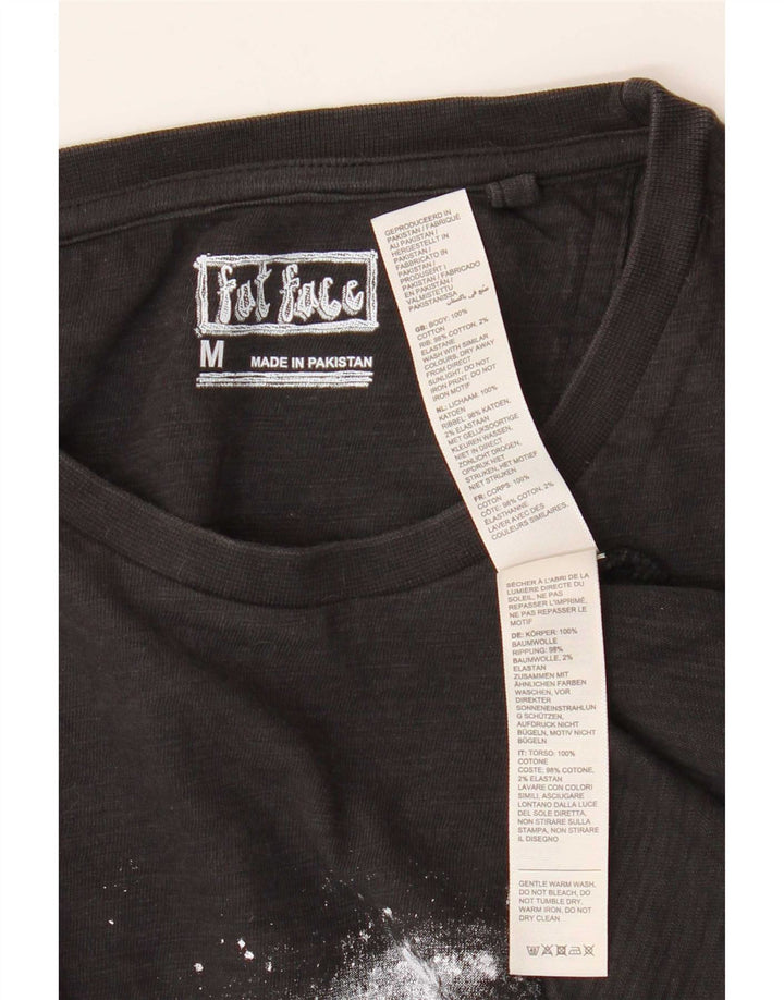 Fat Face Herre grafisk T-shirt Top Medium Sort Bomuld