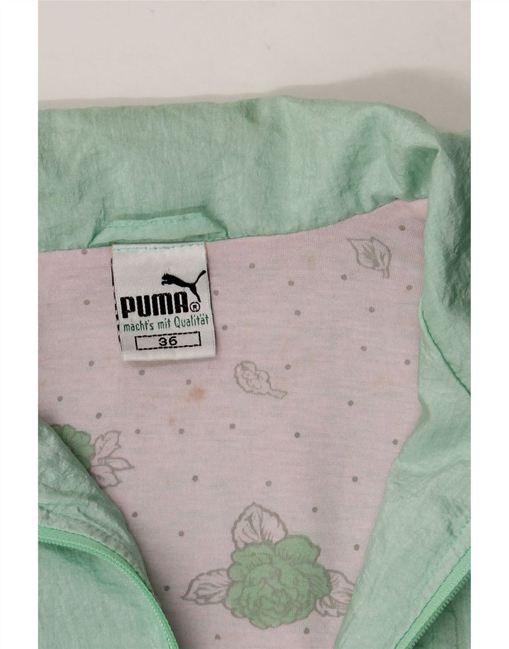 PUMA Womens Tracksuit Top Jacket EU 36 Small Green Polyamide Vintage Puma and Second-Hand Puma from Messina Hembry 