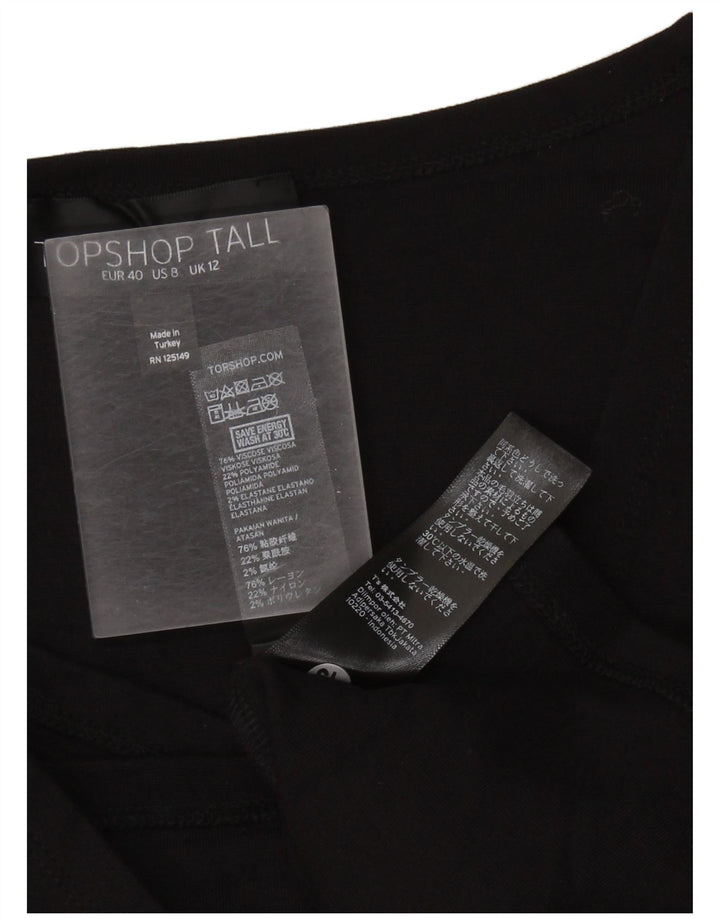 Topshop Womens Tall Bodycon Dress UK 12 Medium Black Viscose
