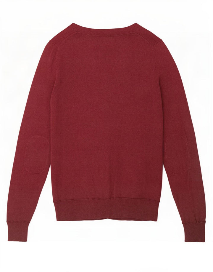 Massimo Dutti Dame Cardigan Sweater UK 12 Medium Burgundy