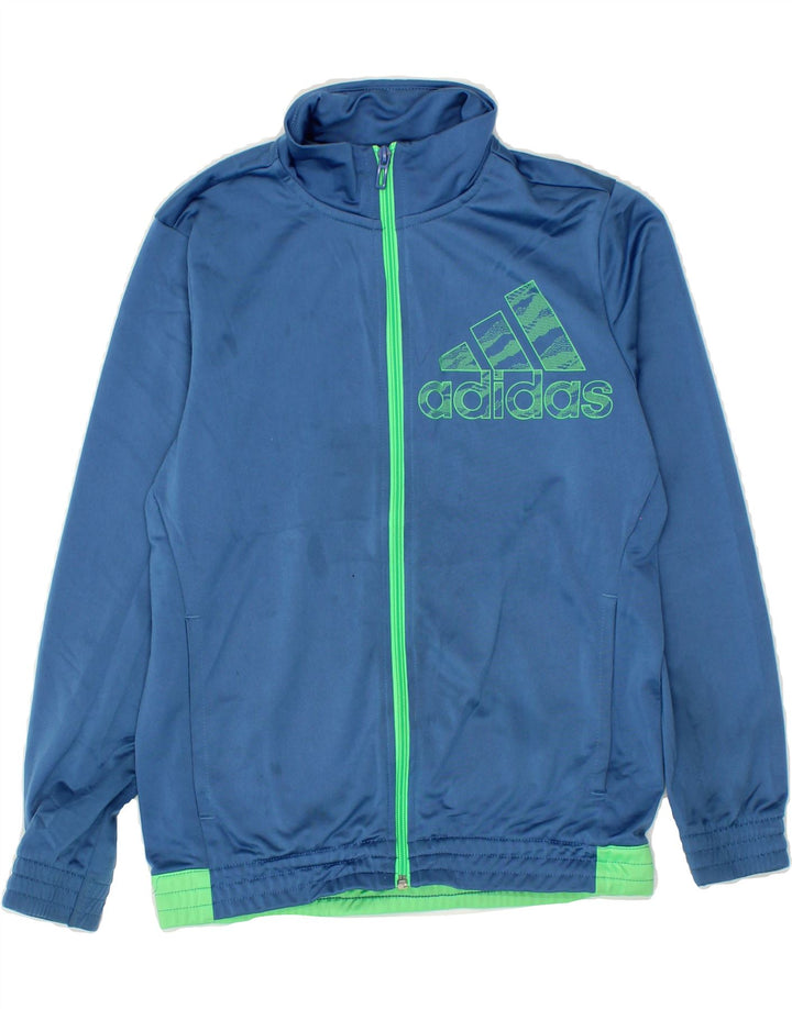 ADIDAS Boys Graphic Tracksuit Top Jacket 11-12 Years Blue Polyester Vintage Adidas and Second-Hand Adidas from Messina Hembry 