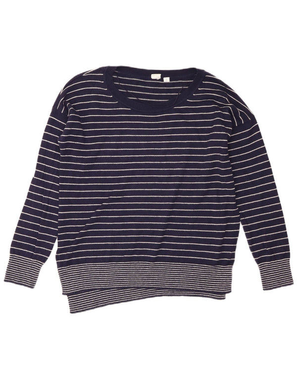 Gap Womens Boat Neck Jumper Sweater UK 14 Medium Navy Blue stribet nylon