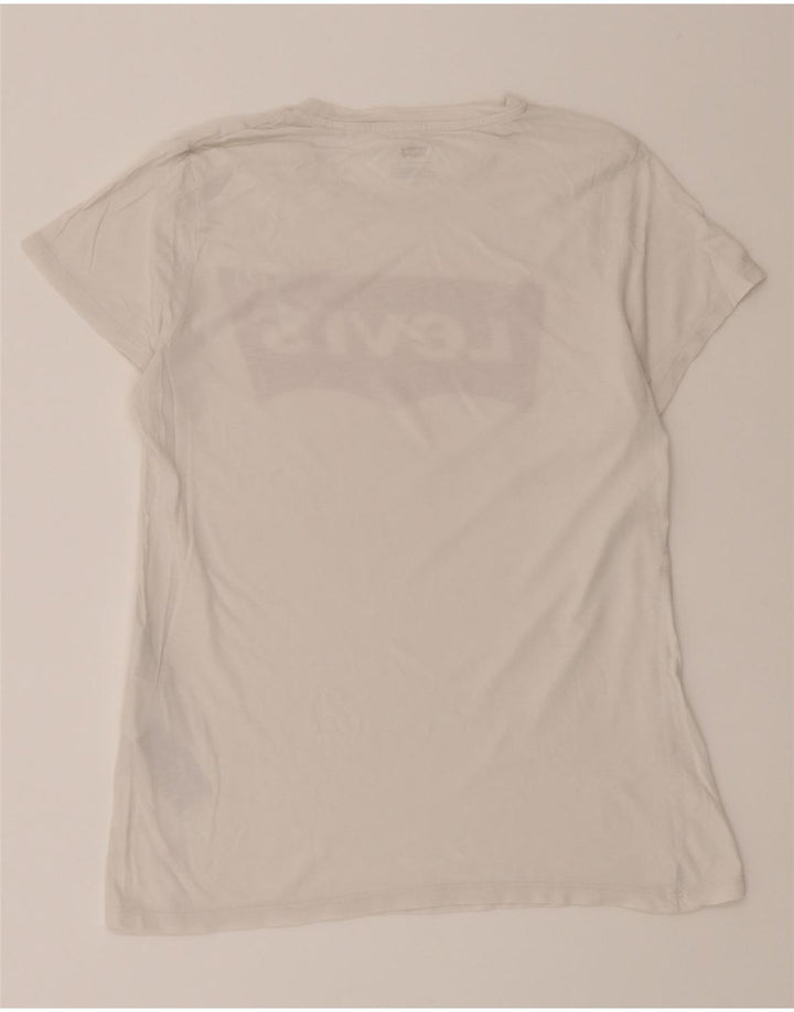 LEVI'S Womens Graphic T-Shirt Top UK 10 Small White Cotton Vintage Levi's and Second-Hand Levi's from Messina Hembry 