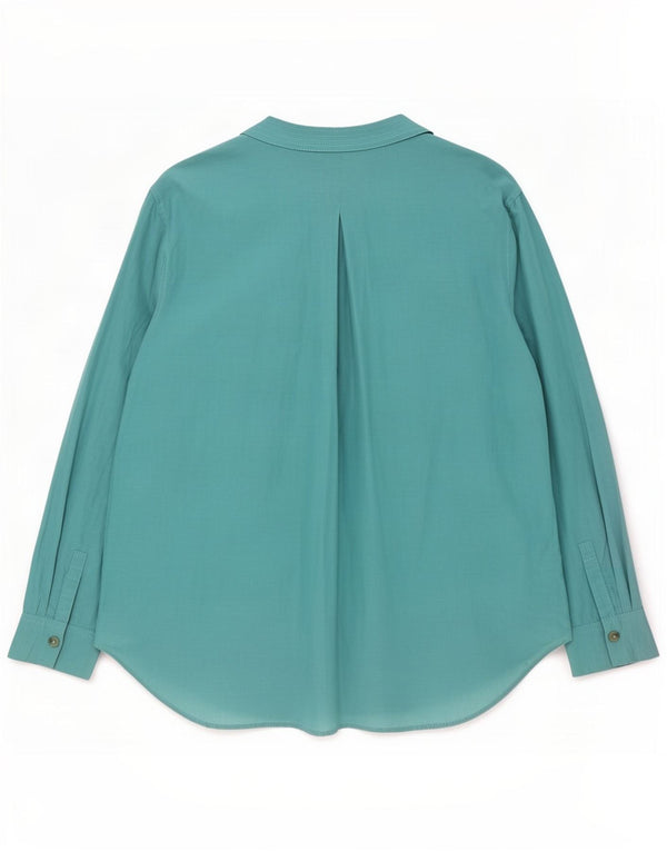Massimo Dutti Dame Oversized skjortebluse EU 40 Medium turkis bomuld
