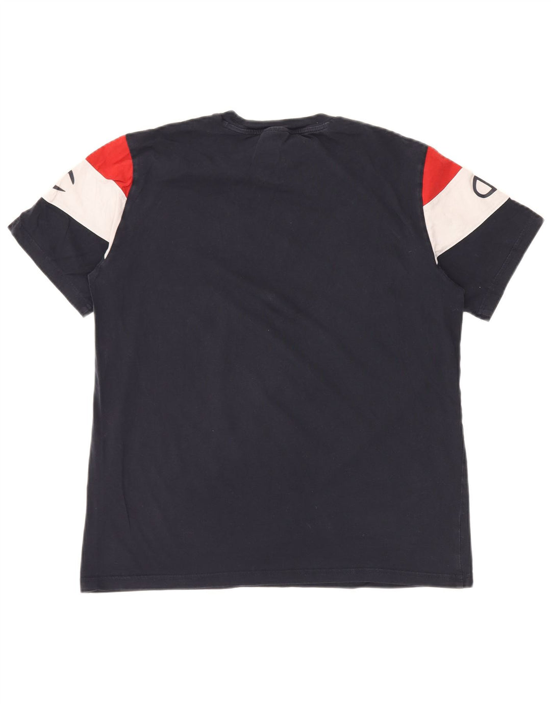 CHAMPION Kvinder grafisk T-shirt top UK 14 Medium Navy Blue Colourblock