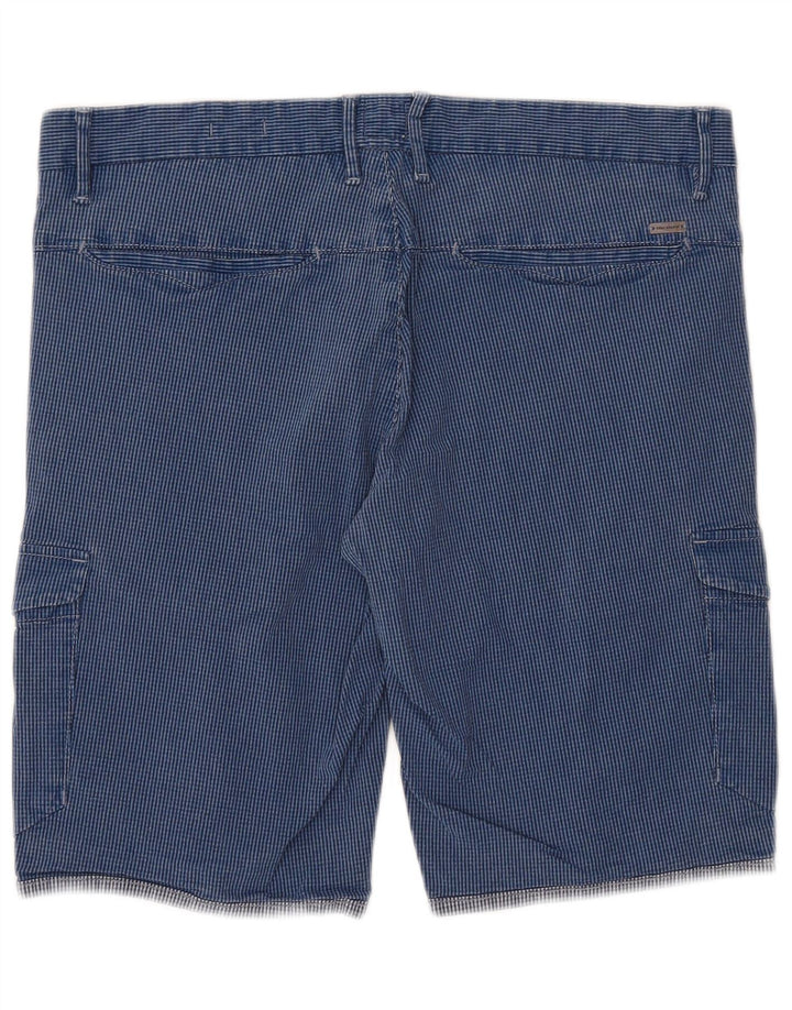 Hugo Boss Herre Cargo Shorts EU 48 Medium W34 Blue Gingham Cotton