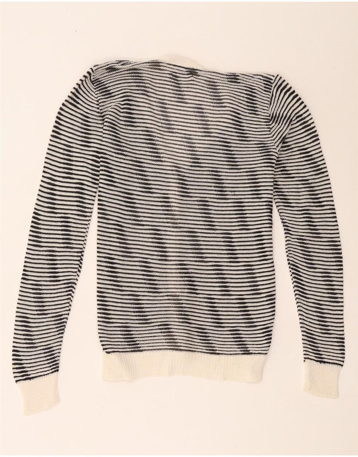 Vintage dame cardigan sweater UK 10 Lille sort stribet
