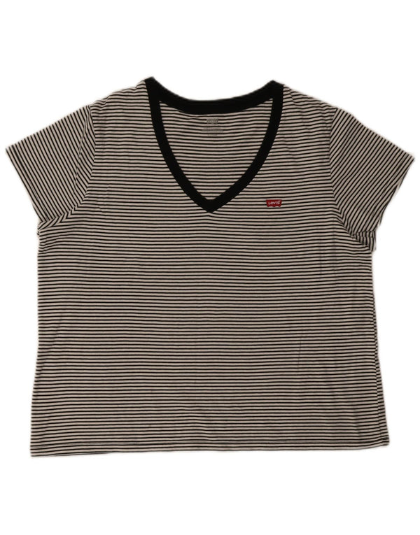 Levi's Dame T-Shirt Top UK 18 XL Sort nålestribe