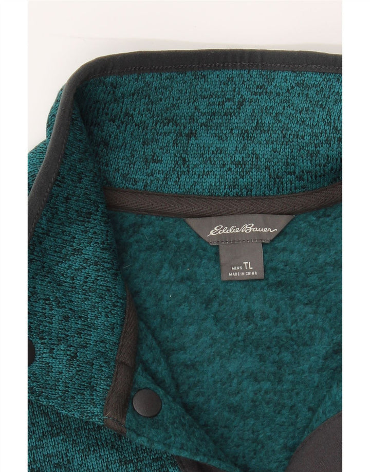EDDIE BAUER Mens Button Neck Sweatshirt Jumper Large Blue Flecked Vintage Eddie Bauer and Second-Hand Eddie Bauer from Messina Hembry 
