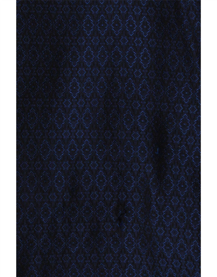 Vintage Dame Dobbeltradet Frakke UK 16 Large Navy Blue Geometric