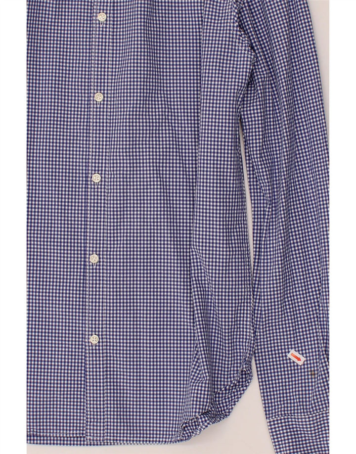 SUPERDRY Mens Modern Classic Fit Shirt Medium Navy Blue Gingham Cotton Vintage Superdry and Second-Hand Superdry from Messina Hembry 