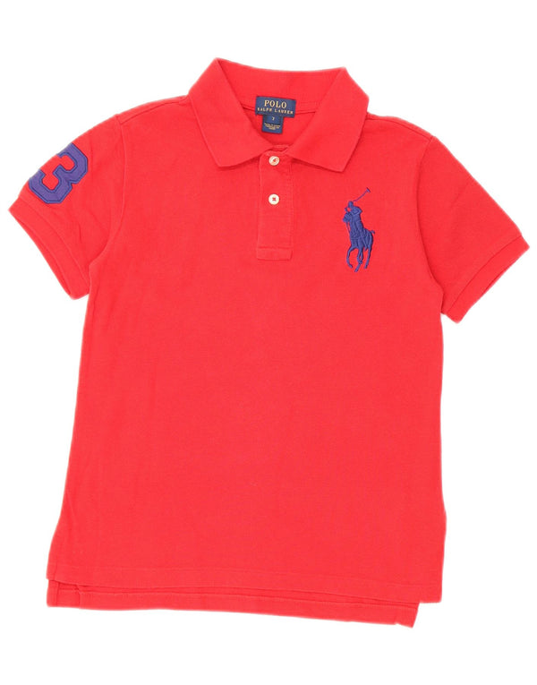 Ralph Lauren drenge grafisk polo skjorte 6-7 år rød bomuld