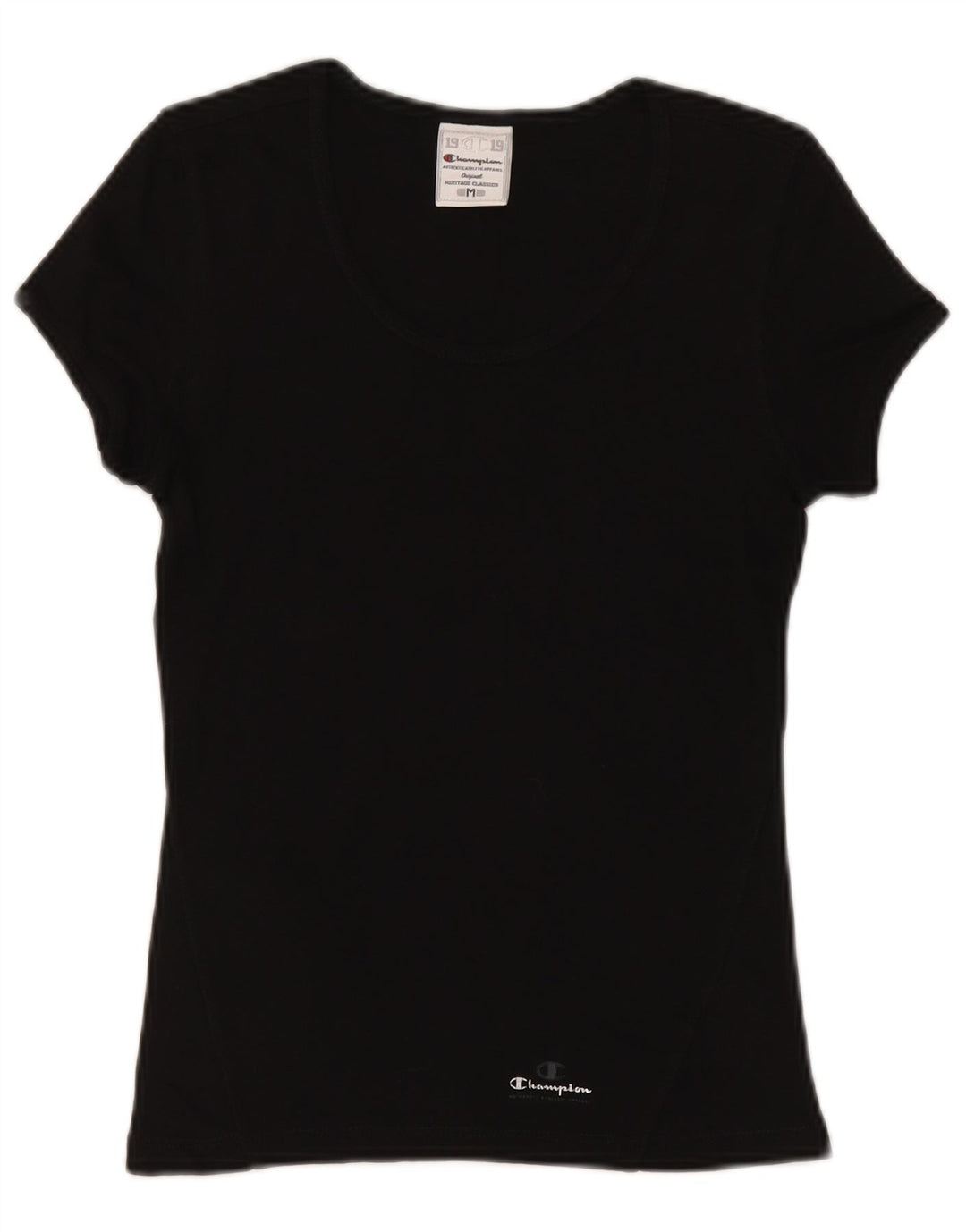 Champion Womens Heritage Classics T-Shirt Top UK 12 Medium Sort Bomuld