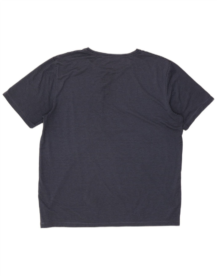Rohan Herre T-shirt Top Stor marineblå stribet polyester