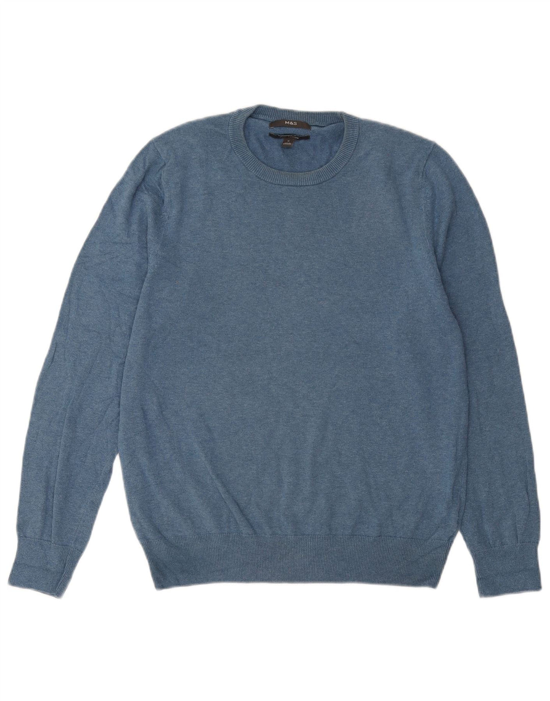 Marks & Spencer Herre sweater med rund hals, mellemblå bomuld