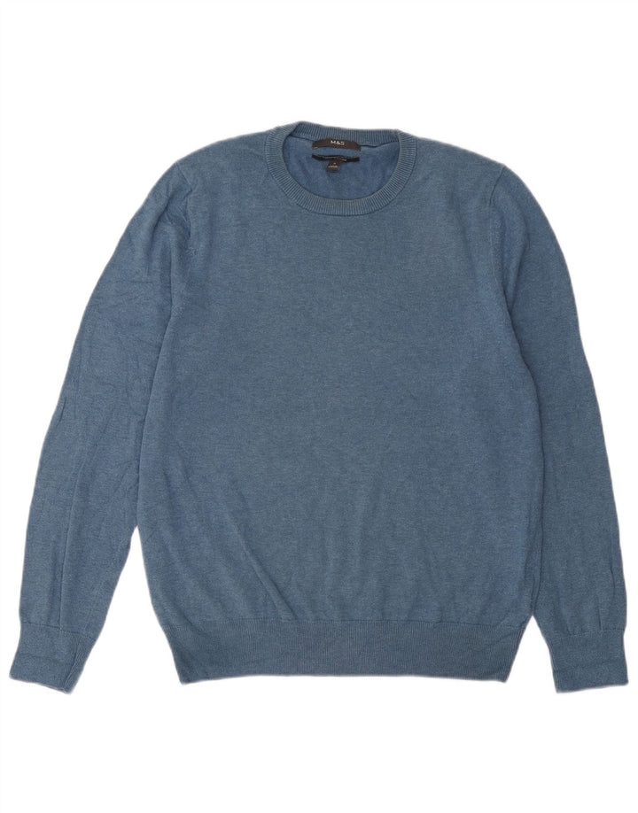 Marks & Spencer Herre sweater med rund hals, mellemblå bomuld