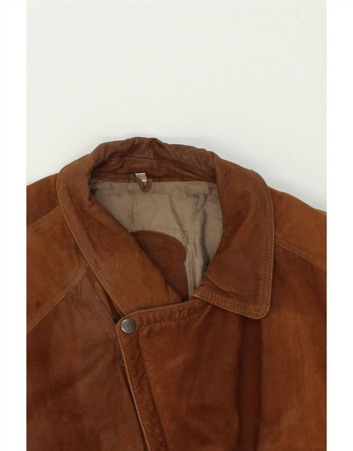 VINTAGE Herre ruskindsjakke IT 56 3XL Brunt Læder