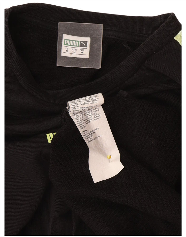 Puma Dame Sweatshirt Jumper UK 14 Medium Sort Colourblock Bomuld