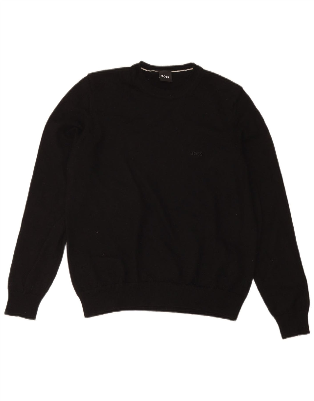 Hugo Boss Herre Crew Neck Jumper Sweater Small Black Virgin Wool