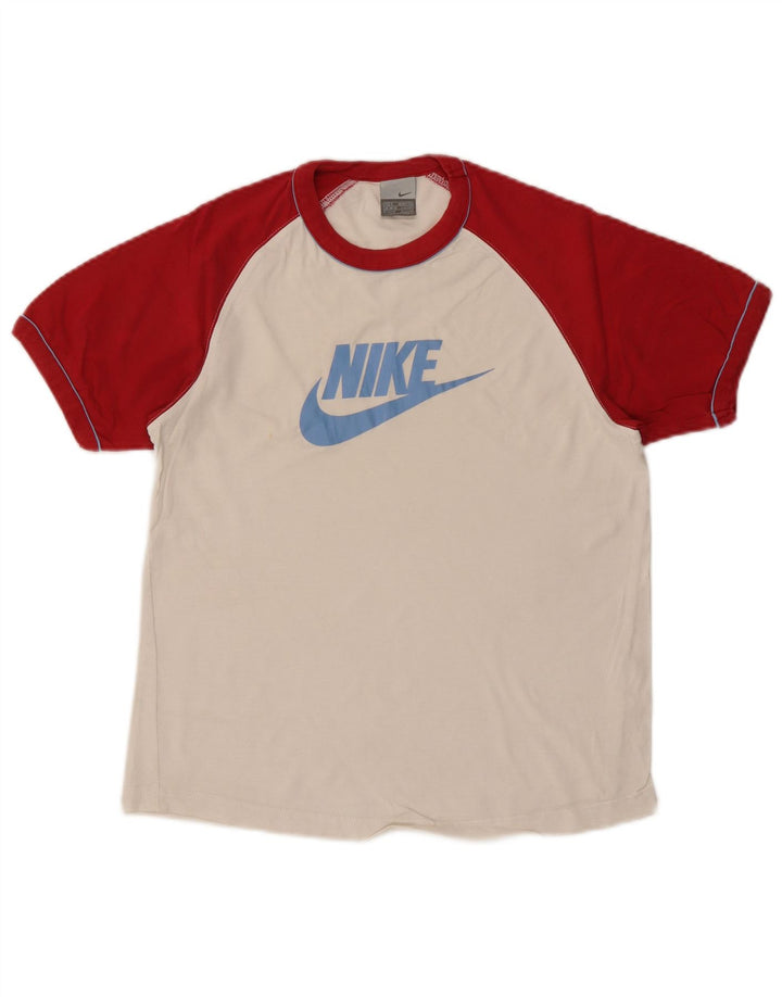 NIKE grafisk T-shirt top til mænd UK 36/38 Lille hvid farveblok