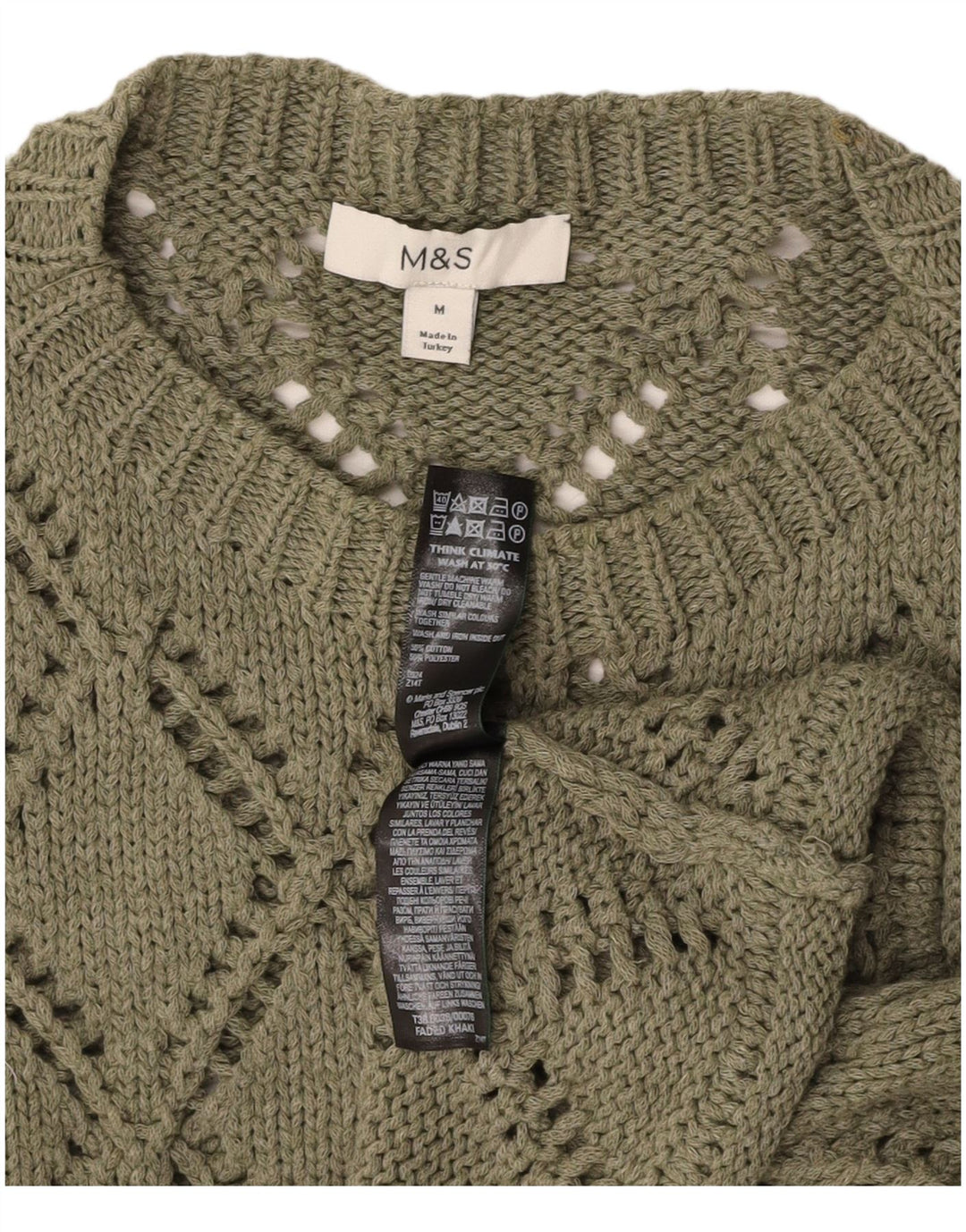 MARKS & SPENCER Herre Crop Vest Tank Top Medium Khaki Argyle/Diamond Bomuld