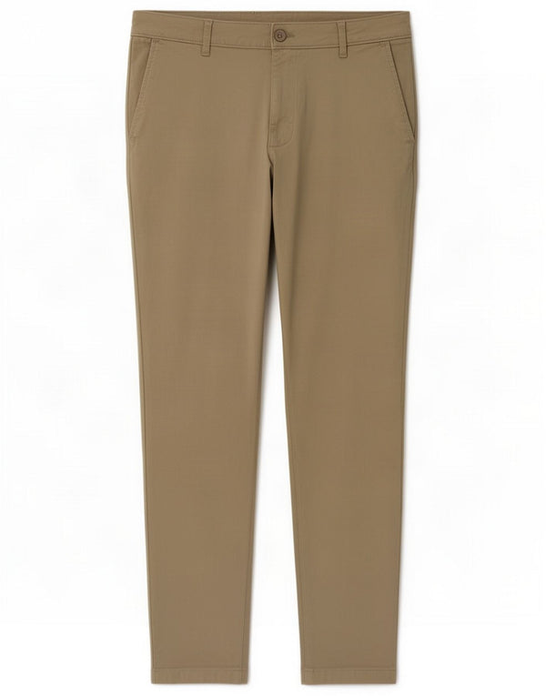 Zara Herre Slim Chino Bukser EU 42 Large W32 L30 Beige Bomuld