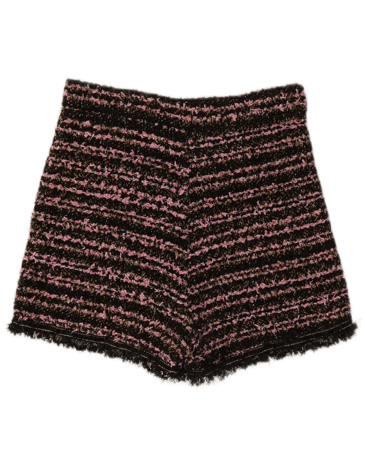 Zara Dame High Waist Hot Pants Small W26 Sort Stribet