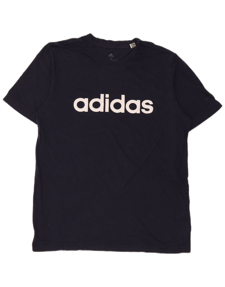 Adidas Herre grafisk T-shirt Top Medium Marineblå Bomuld