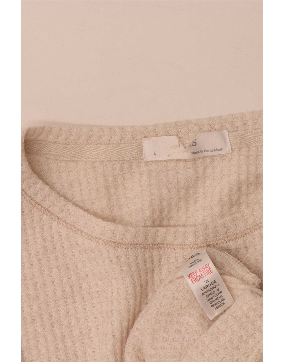 Marks & Spencer Dame Top Langærmet UK 16 Stor Beige Viscose