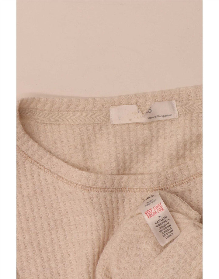 Marks & Spencer Dame Top Langærmet UK 16 Stor Beige Viscose
