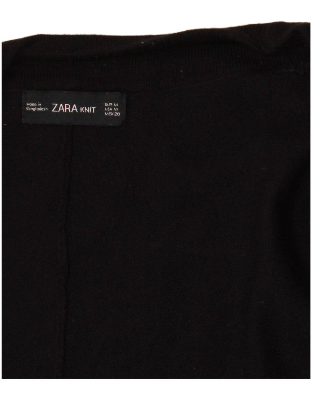 Zara Dame 3/4 ærmet åben cardigan sweater UK 14 Medium Sort