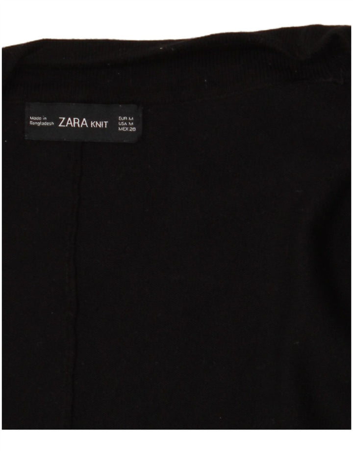 Zara Dame 3/4 ærmet åben cardigan sweater UK 14 Medium Sort